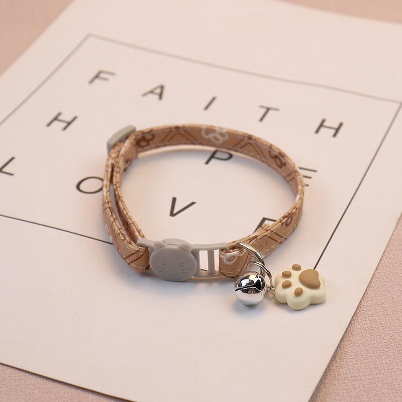 Haustierhalsband mit Glocke Cartoon Pfotenabdruck Bunt Hund Welpe Kätzchenhalsband Verstellbar Sicherheitsglocke Ring Halskette Haustierzubehör