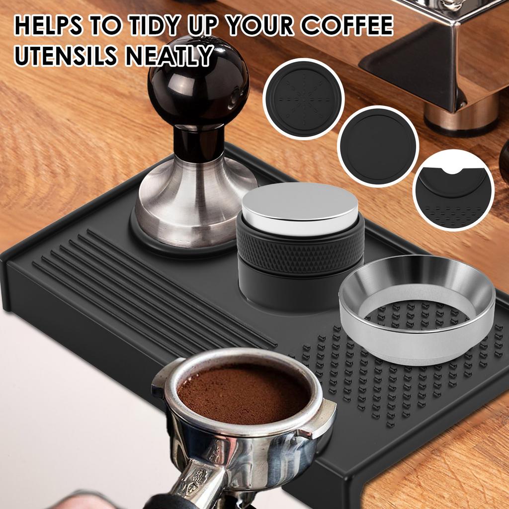 Silikon Kaffeepulvermatte Wasserdichte Espresso Tampermatte Anti-Rutsch Kaffeetemper-Matten mit Doppelöffnung für Heimkaffeemaschine