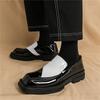 Trend Designer New Men's Black White Mixed Slip on Casual Leather Shoes Male Elevator Loafers Wedding Dress Formal Footwear