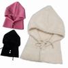 Hat and Scarf Integrated Women  Balaclava Plush Windproof Cap Knitted Beanies  Outdoor