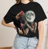Chicken Howling At Moon Vintage 90s Graphic and Kids Tshirt, Retro Farm Hen Galaxy Tee