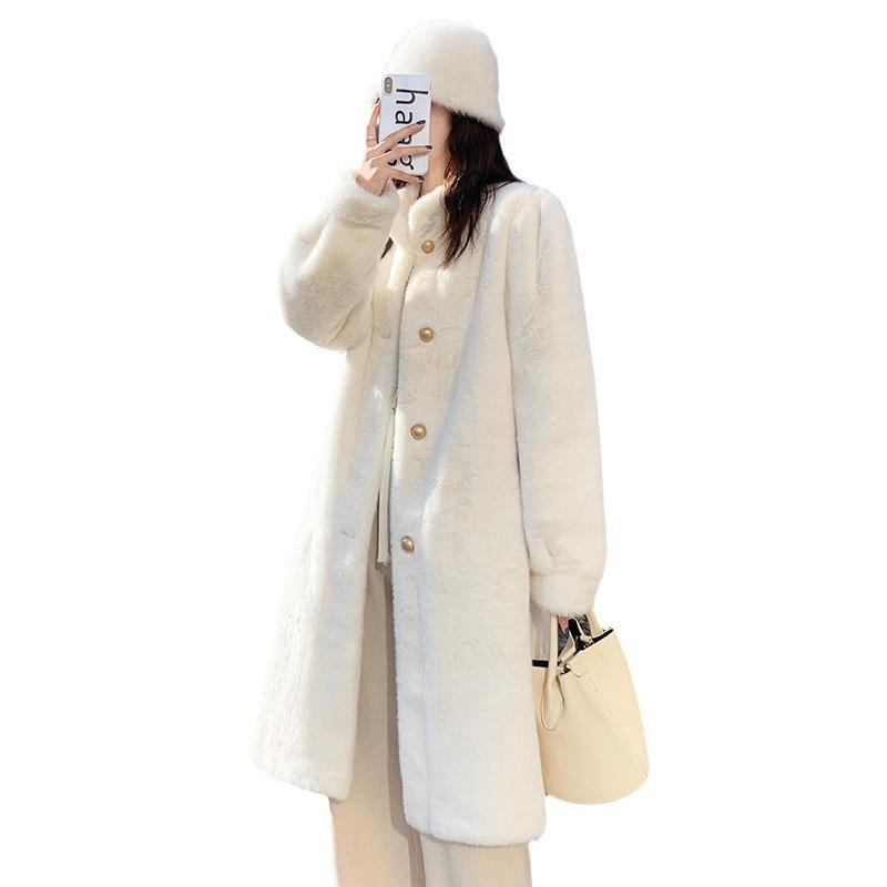 Winter new lamb wool coat women's long thickened fur integrated environmentally friendly fur imitation mink velvet coat