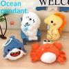 Fluffy Cute Ocean Animal Plush Keychain Stuffed Doll Pendant Keyring Portable Shoulder Bag Ornament for Teen Girls