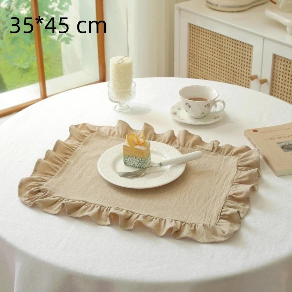 Retro Soft Ruffle Placemats Round Square Cloth Napkins French Cotton Western Food Mats Table Decor