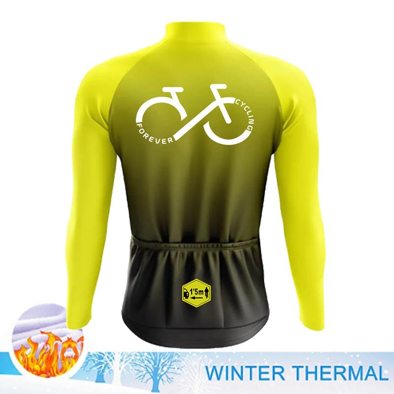 2025 Winter Gradient Color Cycling Jersey Men Winter Thermal Fleece Cycling Clothing MTB Sportswear Cycling Jacket Ropa Ciclismo
