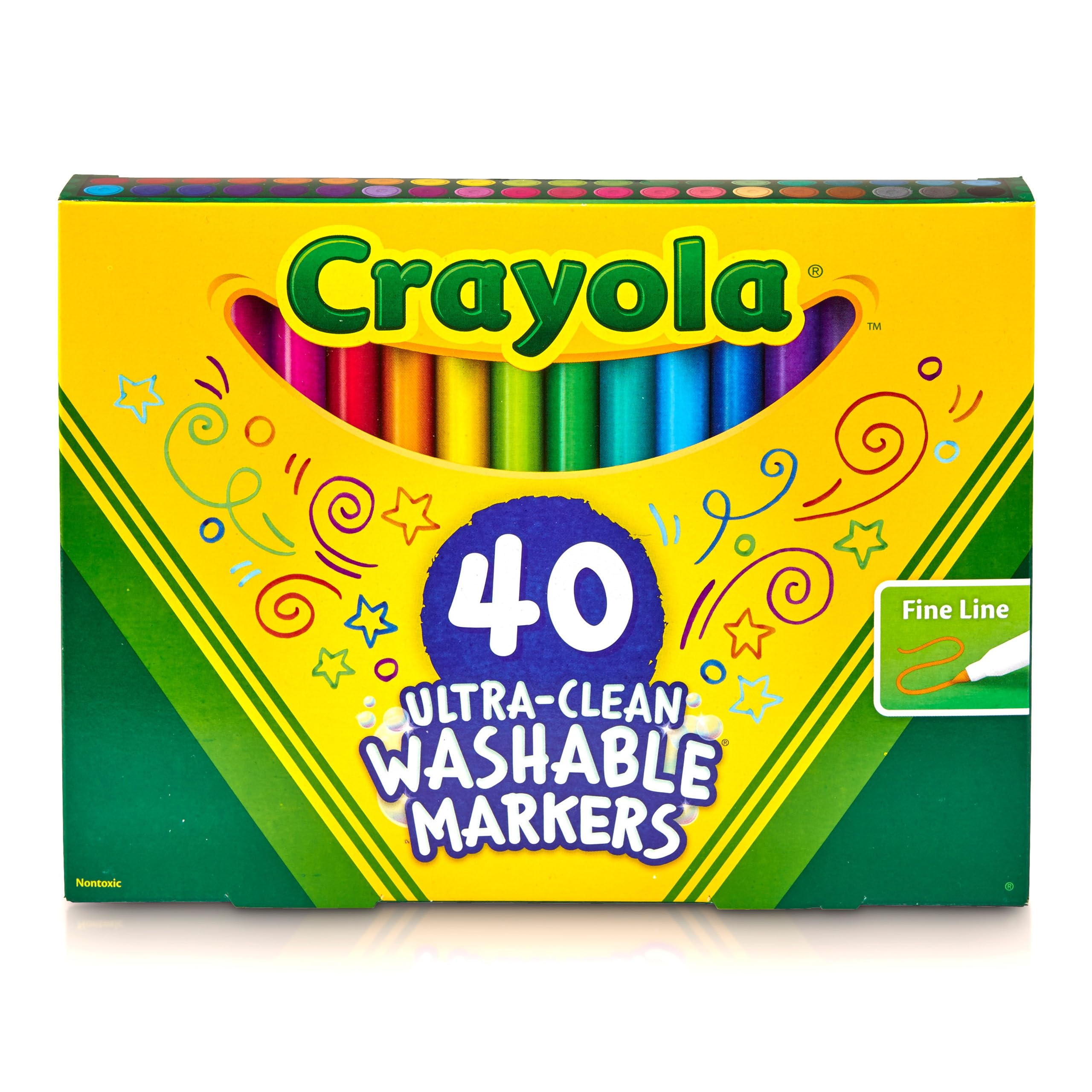

Crayola Marker 40 Fine Authentic Water-Removable Pens, Colors, Tip, 587861,