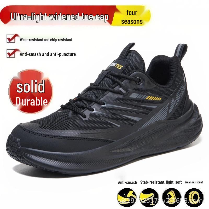Men's Summer Breathable Safety Shoes with Widened Steel Toe, Anti-smash and Anti-puncture Construction.