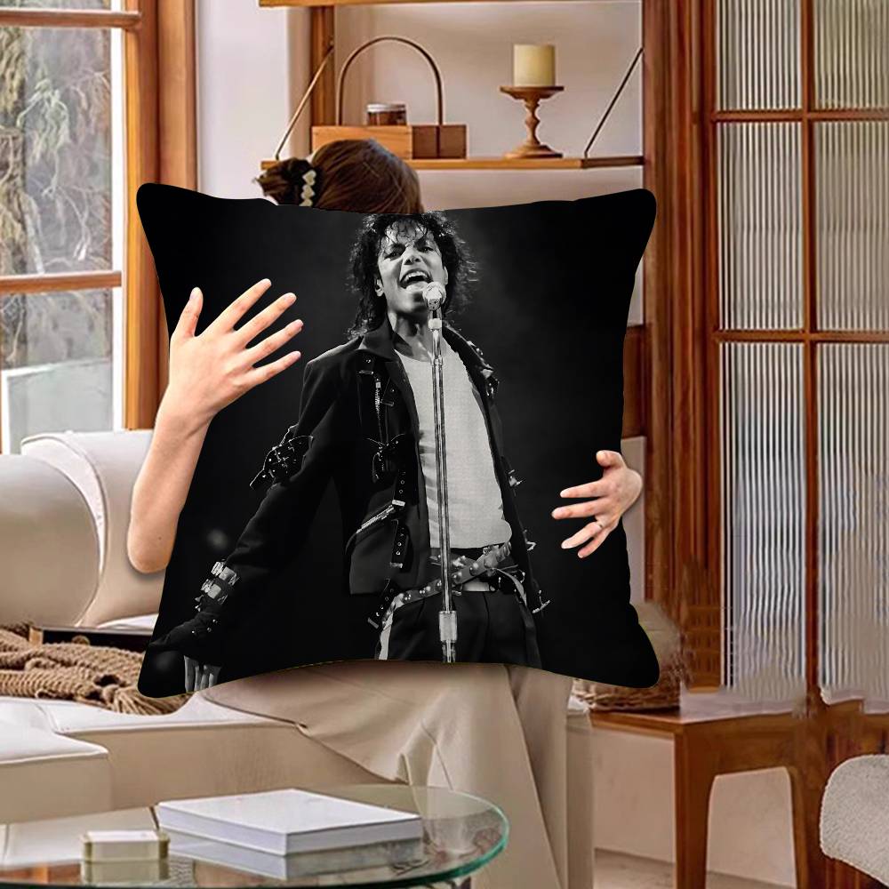 M-Michael J-Jackson New Pillow Covers Cartoon Sofa Decorative Home Double-sided Printing Short Plush Cute Cushion Cover