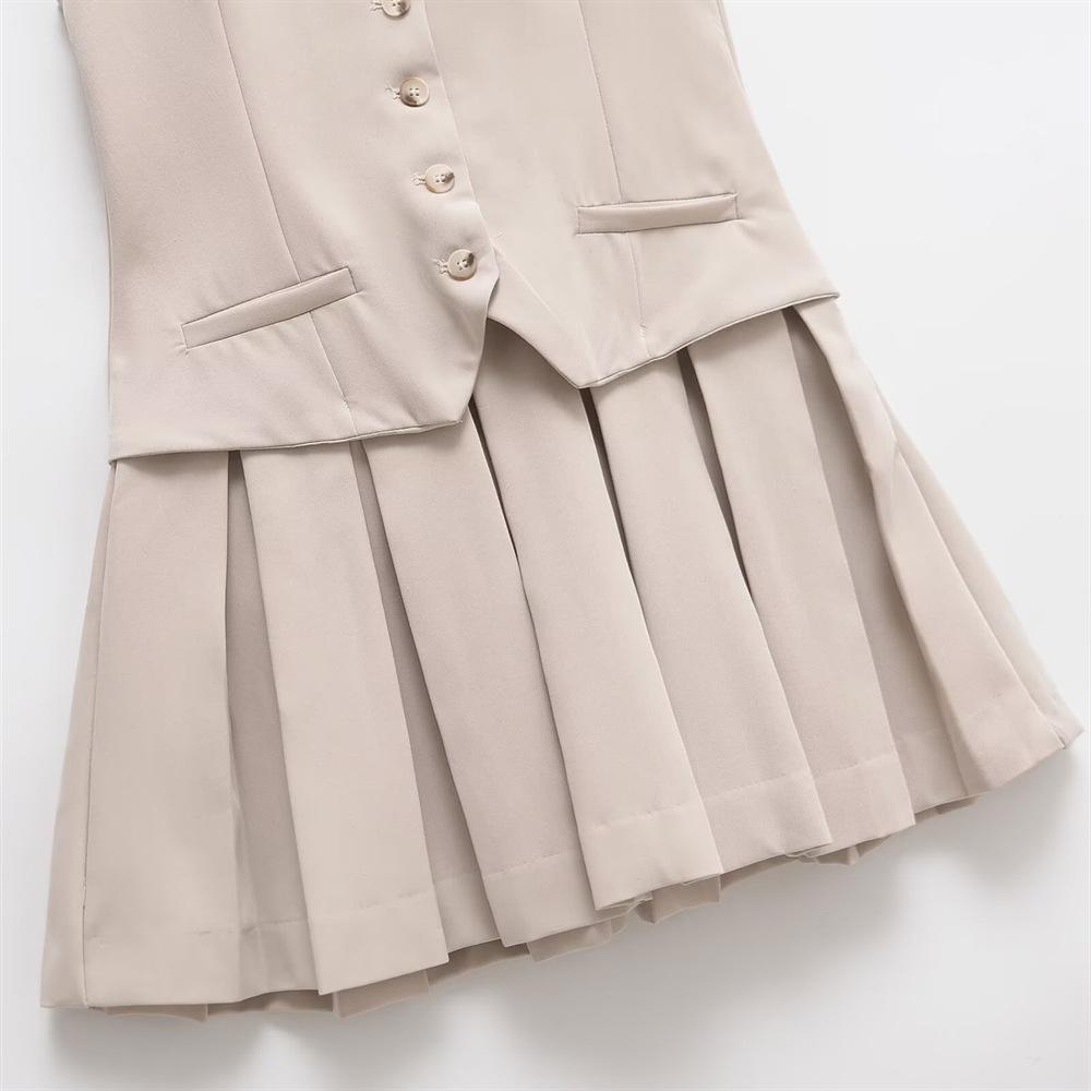 2025 Frühling/Sommer Damen Taillenbetonendes V-Ausschnitt Ärmelloses Mini-Kleid