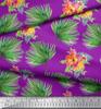 Soimoi Red Poly Crepe Fabric Leaves & Floral Decor Fabric Printed By the Metre 42 Inch