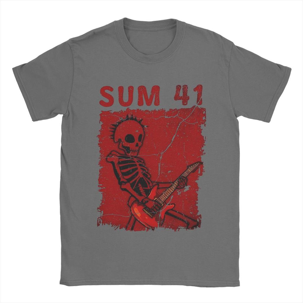 Skull Sum 41 T Shirt Men's Pure Cotton Casual T-Shirts Round Neck Tees Short Sleeve Tops Birthday Present
