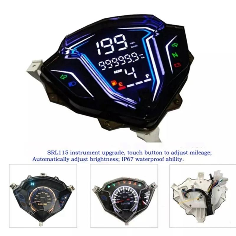 12V Waterproof Motorcycle Dashboard Odometer Measurement Instrument Cluster Tachometer for SRL115 FI/LAGENDA 115Z Riders