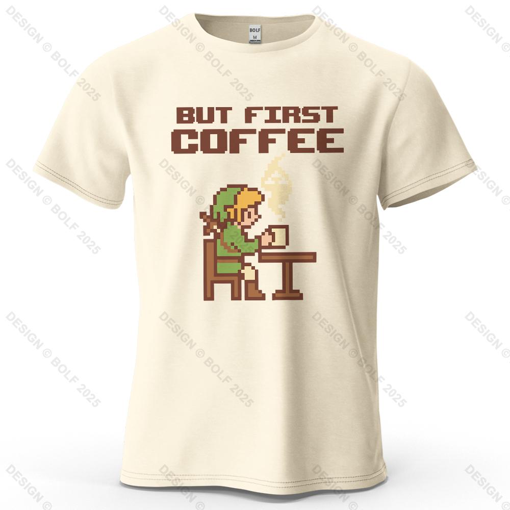 

BUT FIRST COFFEE Cozy Printed Men s T-Shirt 100% Cotton Oversized Playful Graphic Tees for Women Tops Tees Casual Streetwear 4XL