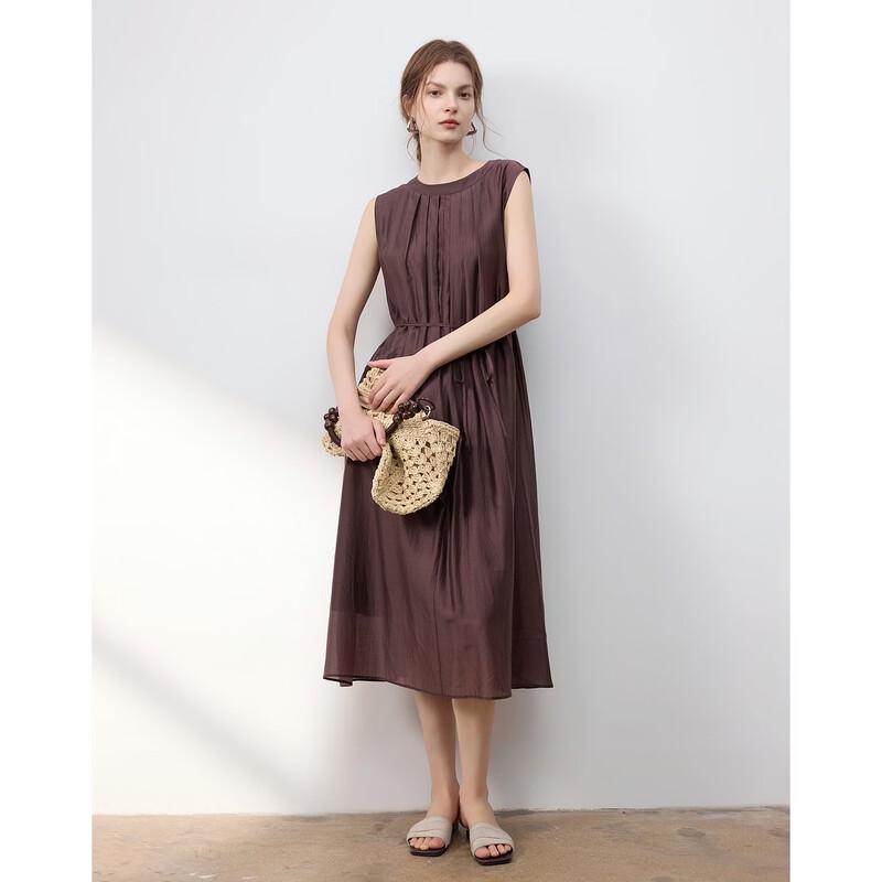 Demana Oxygen-Feel Lyocell Sleeveless Pleated Midi Dress with Belt S