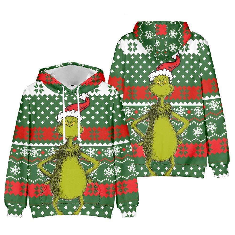 

Толстовка с капюшоном в стиле аниме «Гринч», толстовки с графическим принтом, повседневные пуловеры больших размеров, мужские и женские толстовки с длинными рукавами