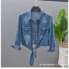 Camicia di Jeans Casual da Donna con Stampa 3D e Colletto Polo per la Moda Primaverile