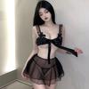 Fan Lei, erotic underwear hollow perspective seduction maid dress lace-up bow uniform 561