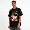 Feline The Love Cute Cat Heart Print Casual Comfortable T-Shirt Pure cotton T-shirt