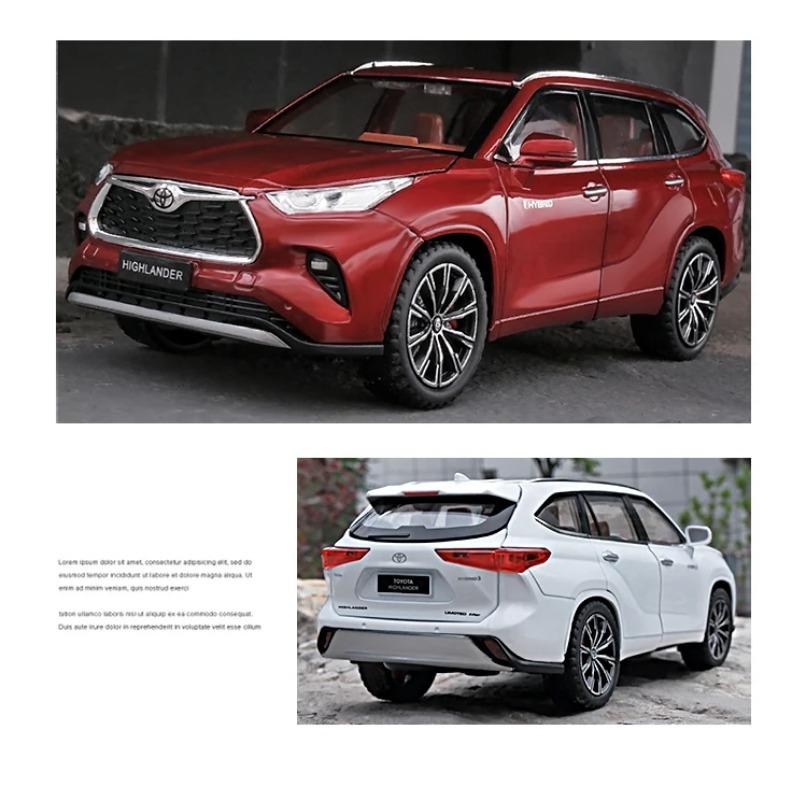 1/24 Toyota Highlander SUV 2023 Alloy Die Cast Toy Car Model Sound and Light Pull Back Children's Toy Collectibles Birthday Gift