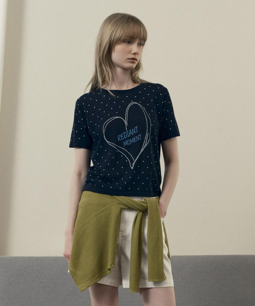 JUCYJUDY Linen Dot Graphic Knit Pullover J1Kt322A