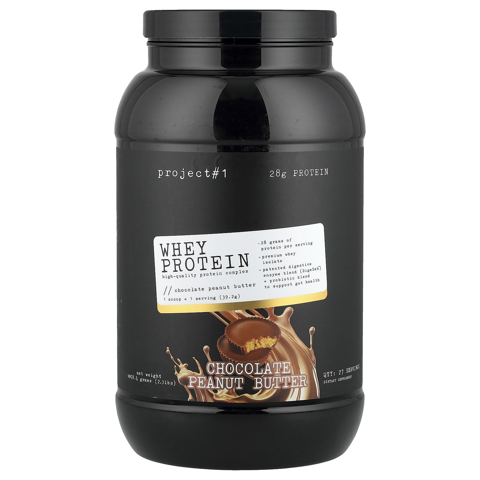 

Project 1 Nutrition, Whey Protein, High-Quality Protein Complex, Chocolate Peanut Butter, 1,058.4g (2.3lb)