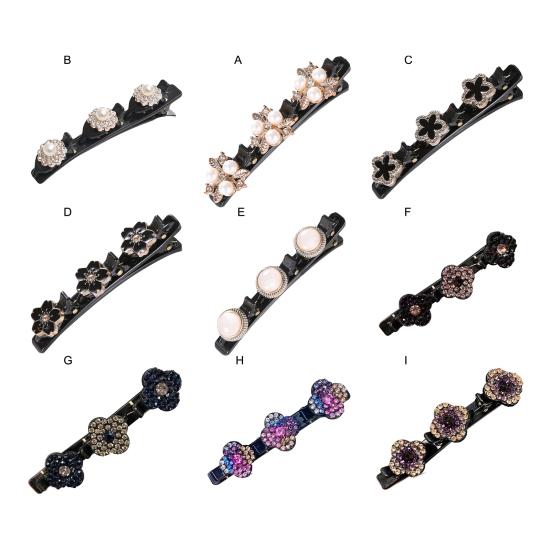 Sponka do vlasů Splétané vlasy Dvouvrstvá spona do vlasů Tvar květu Bang Sponka do vlasů Protiskluzové Zuby Jiskřivý lesk Doplněk do vlasů