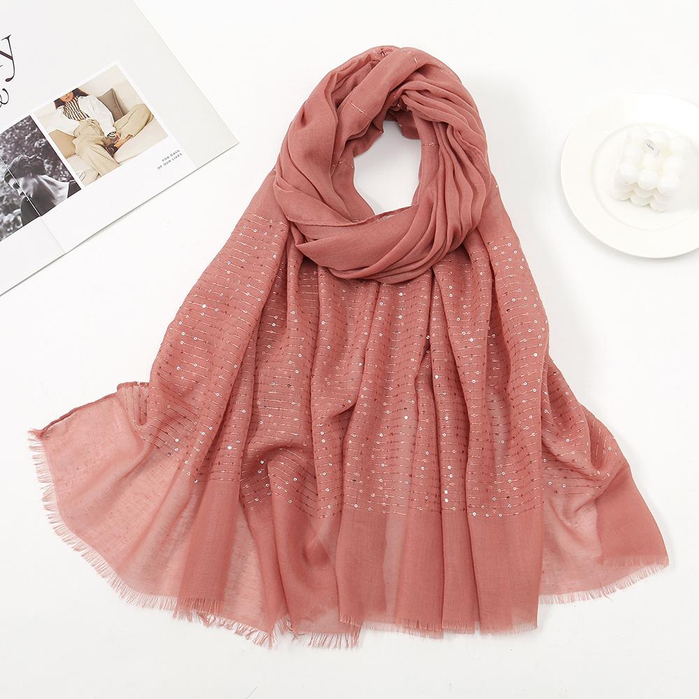 Autumn Winter New Candy Color Sequin Scarf Women Girls Rough Selvedge Scarves Soft Sunscreen Outdoor Shawl Female Wrap Shawls
