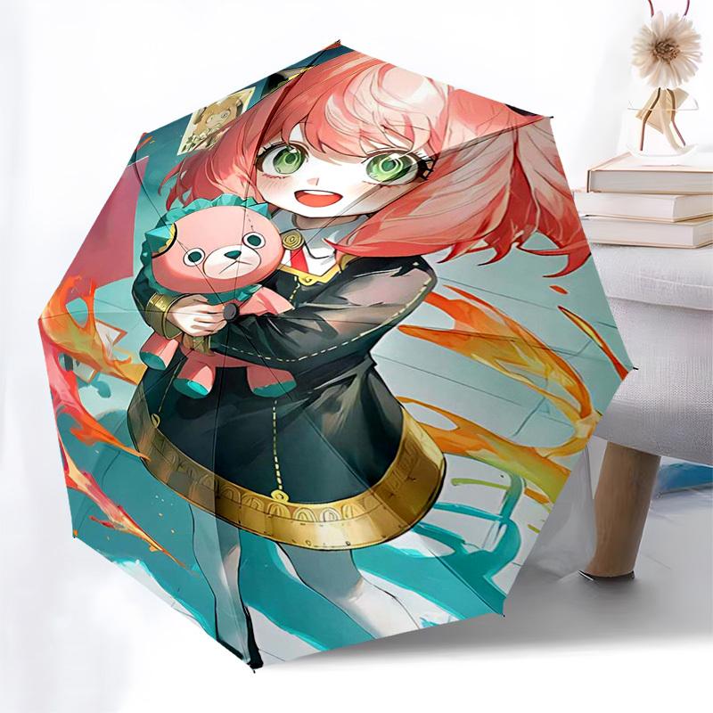 1pc Anime Character Inspired Outdoor Umbrella - Automatic Opening/Closing, Portable 3-Fold Design with 8-Bone Iron Frame, Perfect Gift for Fans, Trave