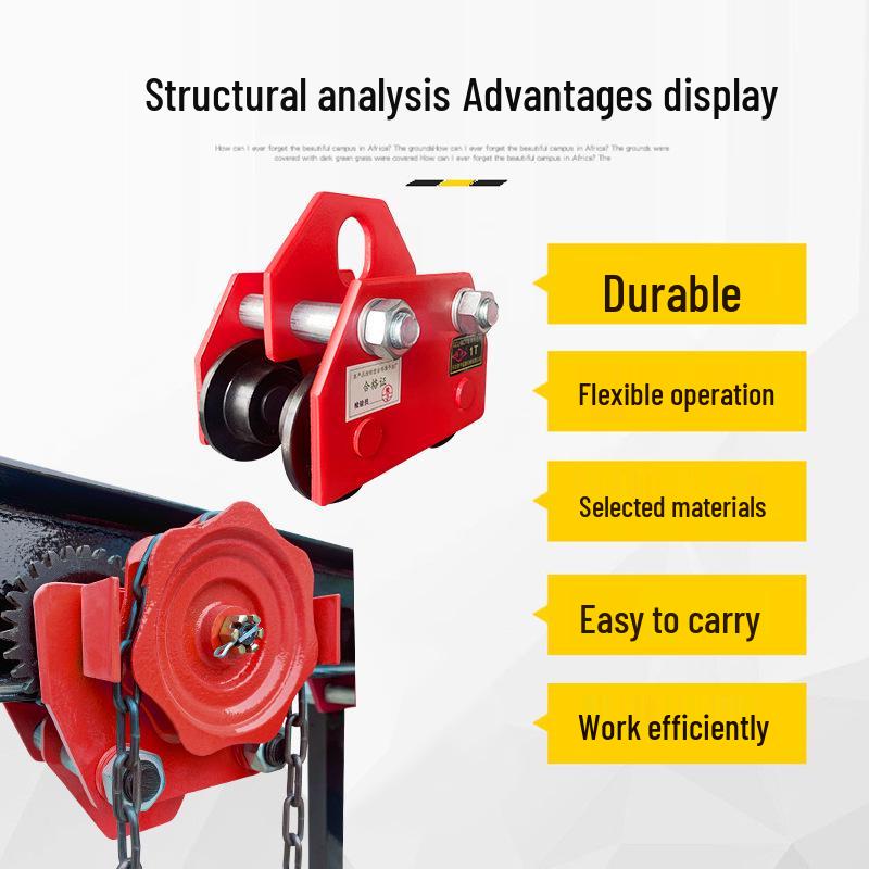 Manual and Electric Chain Hoist Trolley - 0.5T/1T/2T Capacity Monorail I-Beam Carrier