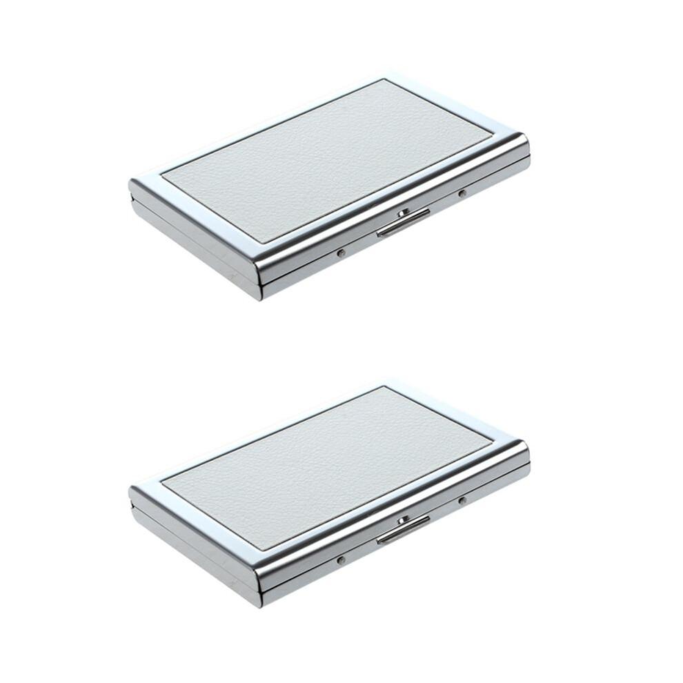 2X Waterproof Business ID Credit Card Holder Made of Stainless Steel, Wallet Case, Box Purse Color: White