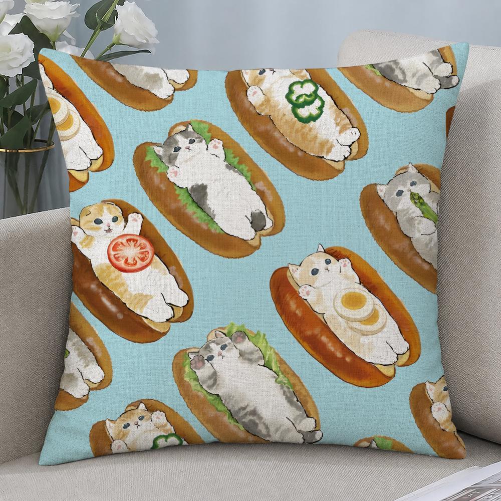 Character Mofusand Cushion Cover Cushion Covers Natural Linen Breathable Sofa Bedroom Decor Pillowcase