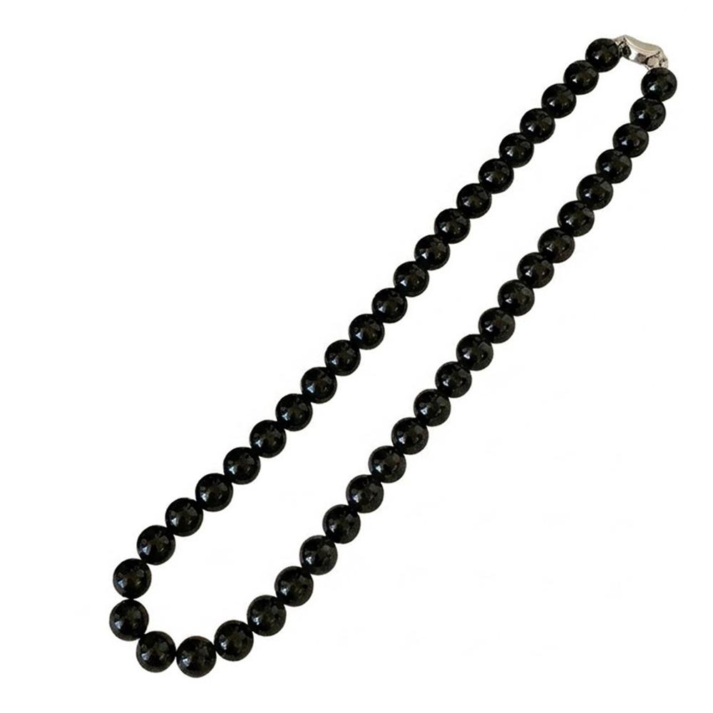 Copper Gold Black Agate Necklace Silver Plated Coin Buckle Chokers Imitation Pearl Necklace Women