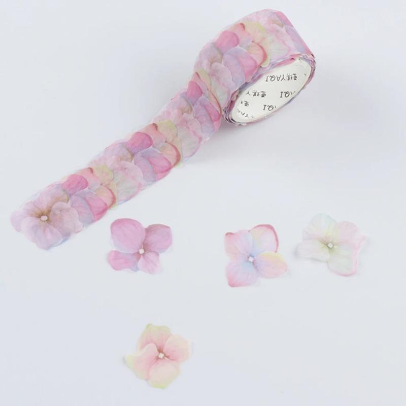 200PCS/Roll Flower Petals Tape DIY Scrapbooking Diary Paper Stickers Roll Cute Adhesive Paper Tape Stationery Sticker