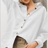 Plus Size Fashion Collar Long Sleeve Blouse Casual Cotton Linen Loose Women's Shirt