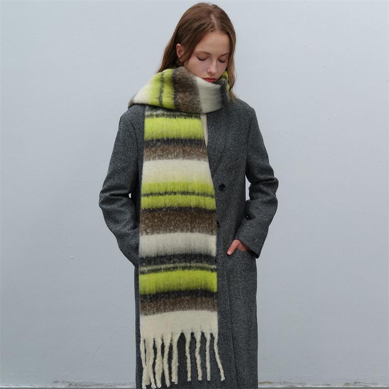 Cashmere Feeling Plaid Scarf Women Winter Thicken Warm Big Shawl Pashmina Tassel Scarves Soft Blanket Bandana Thick Muffler