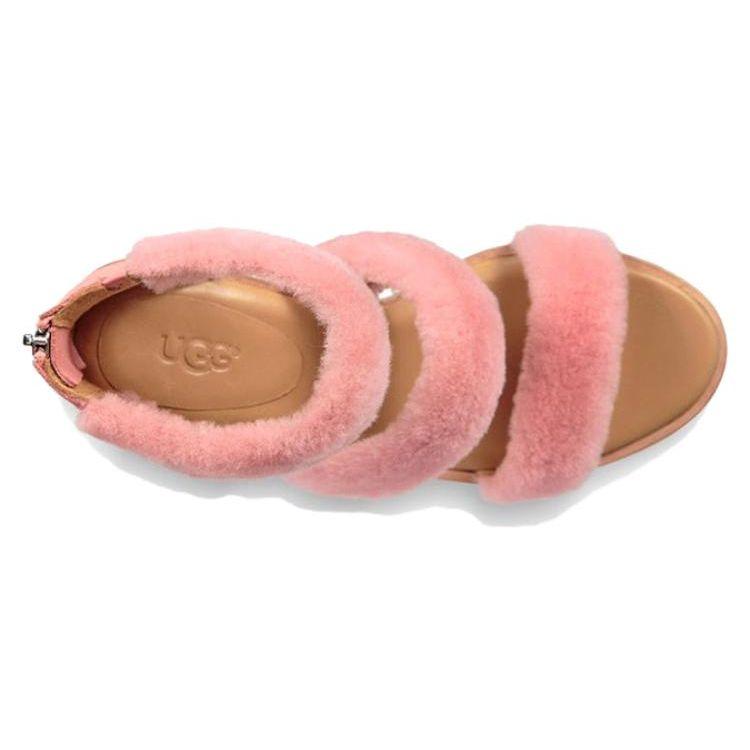 UGG Del Rey Fluff Heel Comfortable Soft Fur High Heel Sandals Women Sandals Cherry-Blossom-Pink 1095489-LNT