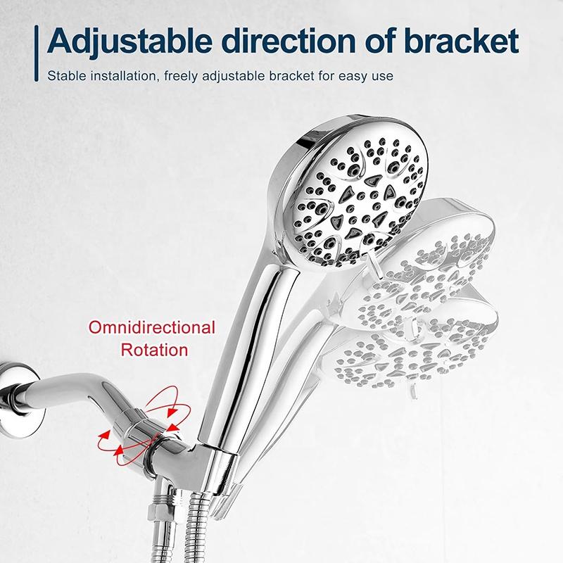 American Style Handheld Shower Head 8 Spray Settings High Pressure Showerhead for Bathroom