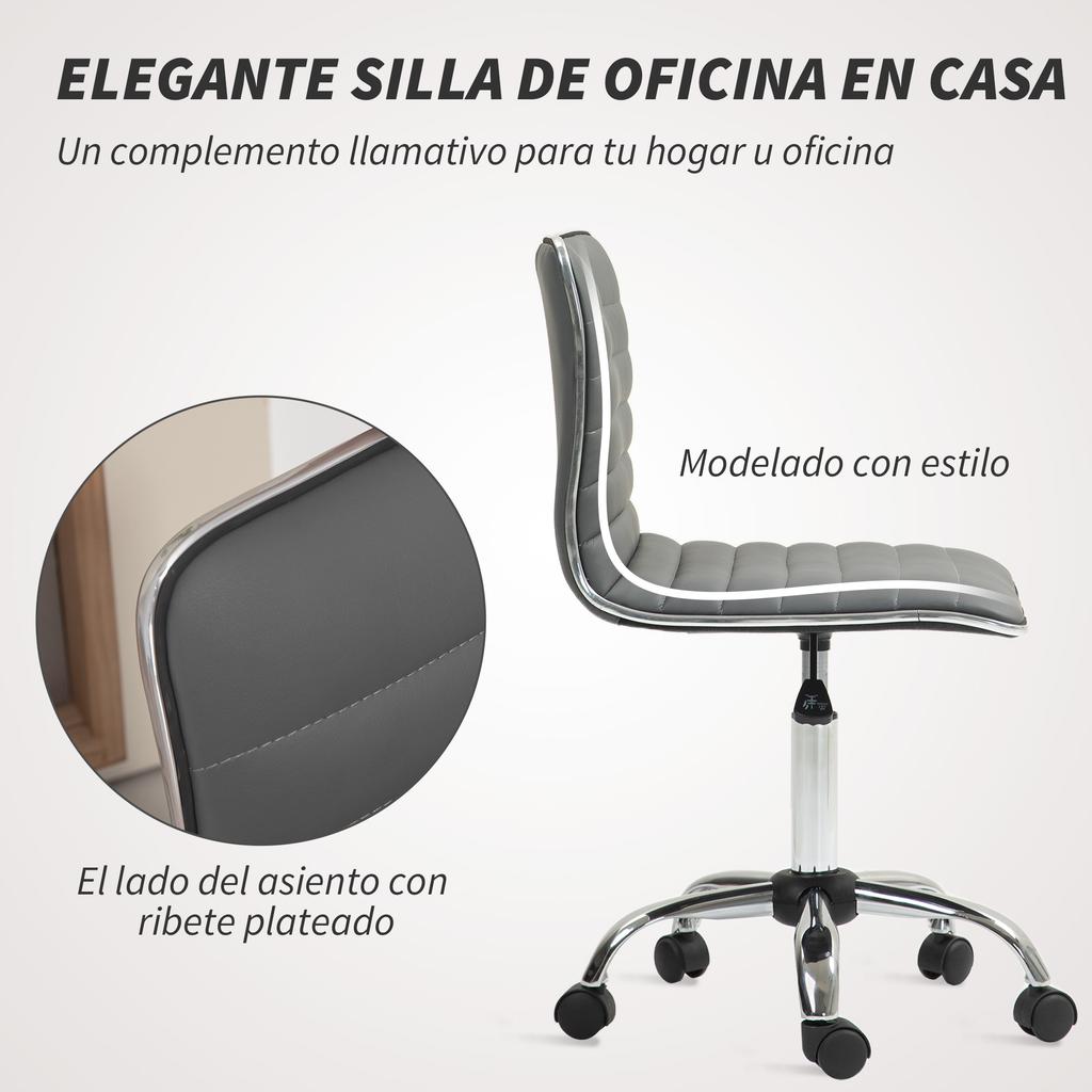 Armless Swivel Office Chair With Adjustable Height Study Chair Upholstered In Pu 120 Kg Load Dark Gray