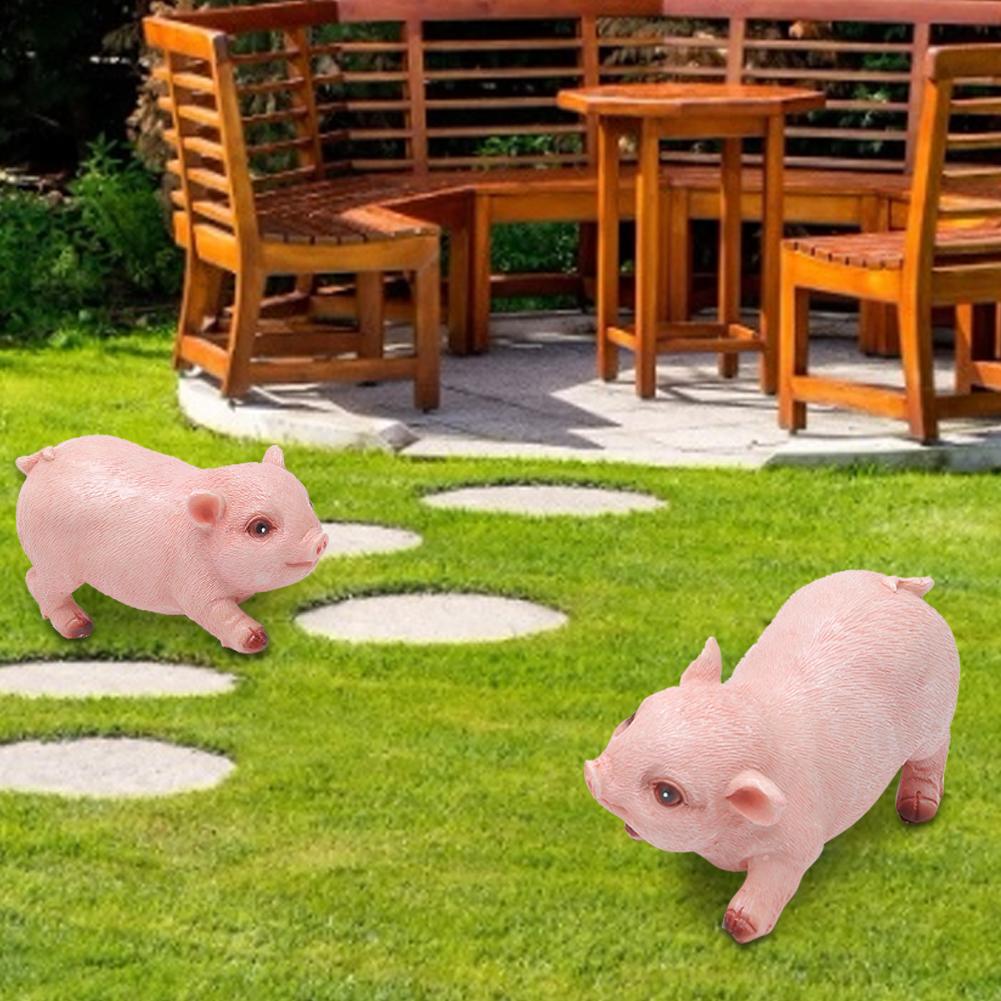 2pcs Landscape Lawn Garden Courtyard Resin High Simulation Piglet Decoration Animal Pig Ornament