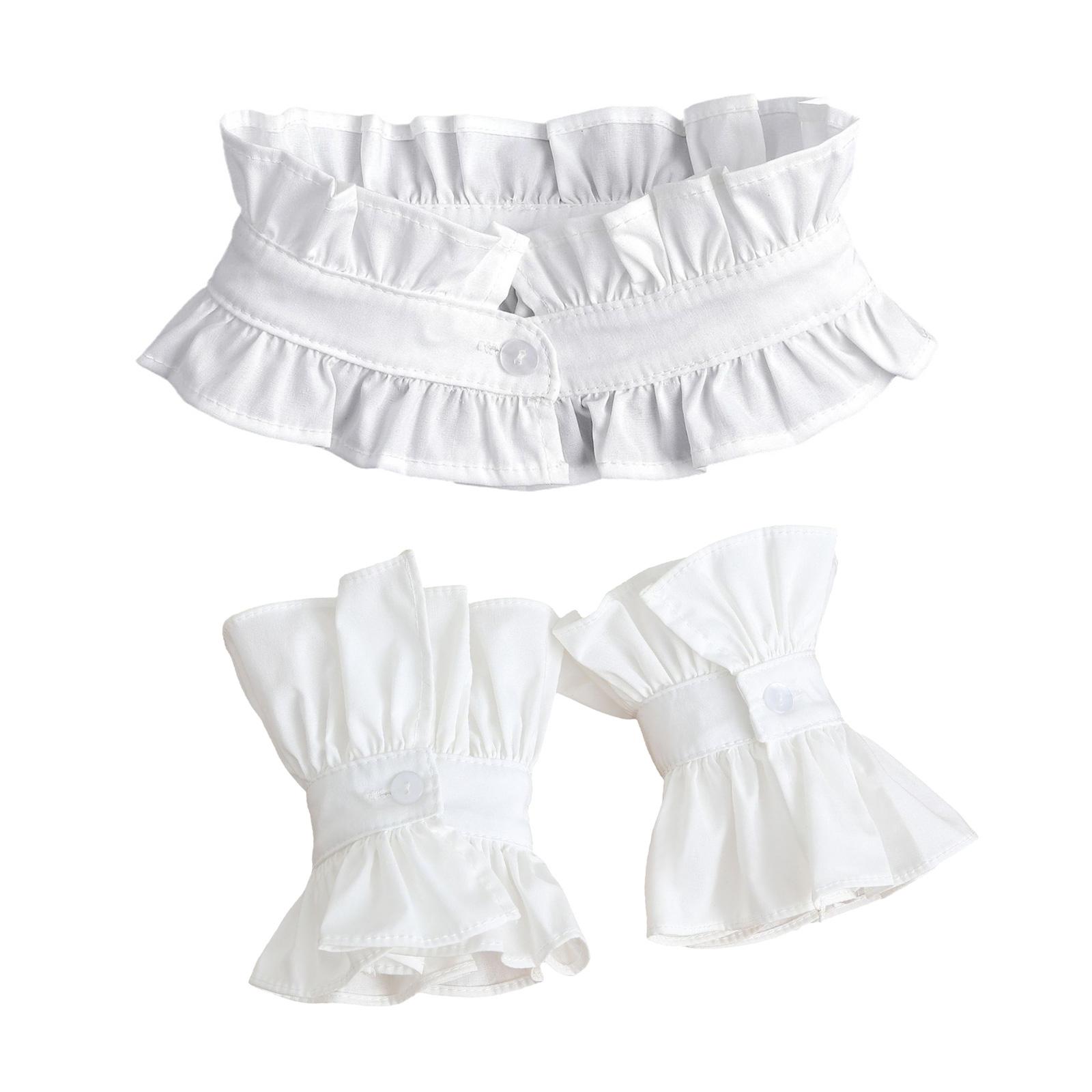 

Popular Ruffle Collar Cuffs Sleeve Set Elegant Lace Faux Collar and Sleeves For Women Various Occasion and Outfits 1