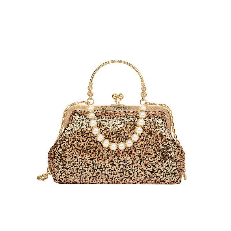 

Niche Design Sequins Handbag Ladies evening Wear Mobile Phone Lipstick Bag Temperament Retro One-shoulder Cross-body золотистий