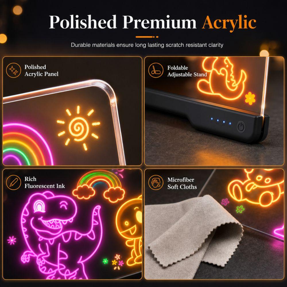 Colorful Lights Message Board Acrylic Erasable Doodle Board Acrylic LED Writing Board Children
