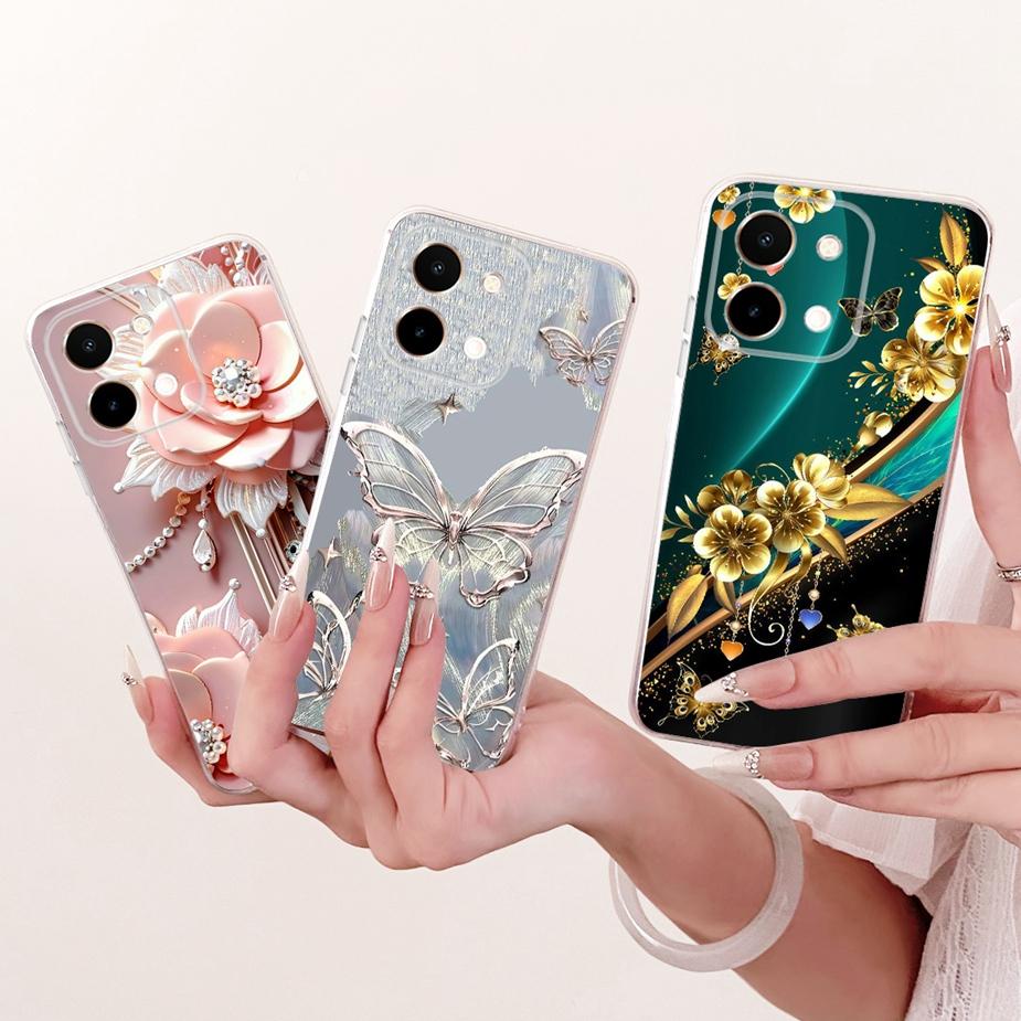 For Vivo Y28 4G Case V2352 Luxury Butterfly Painted Cover Soft Slim Phone Case For Vivo Y28s V2346 Y 28 s VivoY28 5G Fundas Bags
