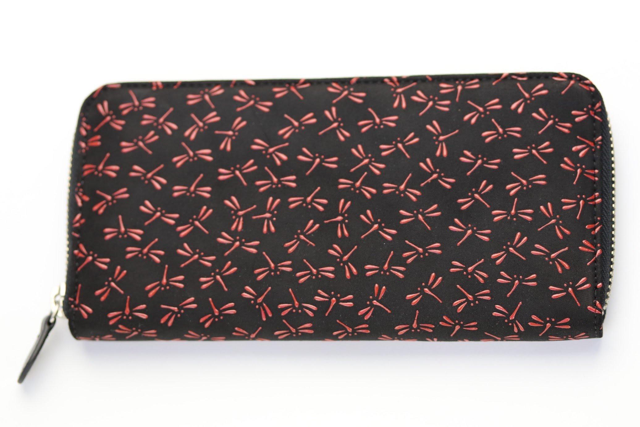 

Inden Yushichi Uehara Genuine leather long wallet bundle model number 2317 Black x red lacquer dragonfly pattern Genuine wallet Made in Japan Inden-ya