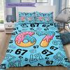 Six Seven Brick Number Bedding Set, 3PCS Bed Linen with Colorful Cartoon Print, for Boys Bedroom Decor