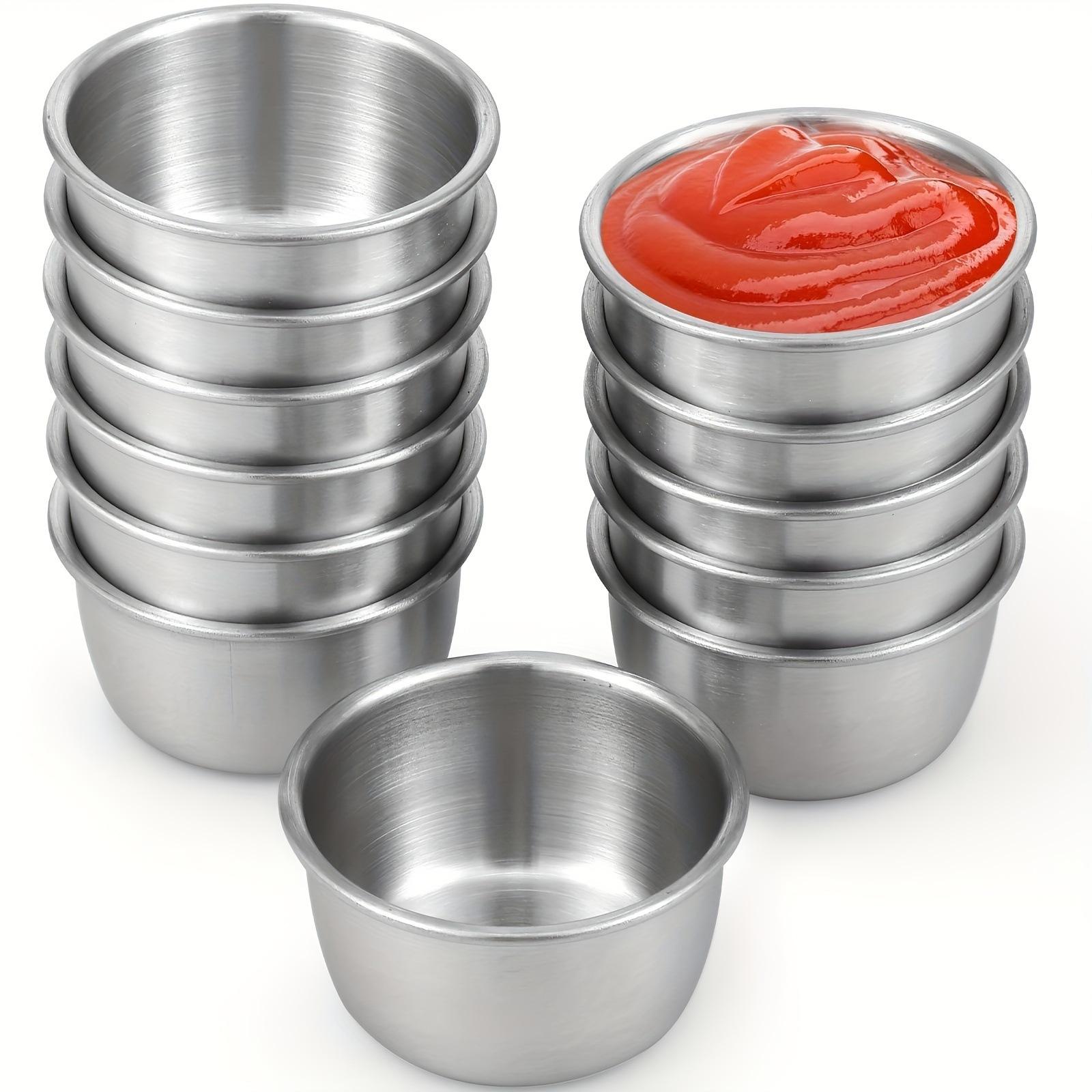 Sauce Dipping Bowl 304 Stainless Steel Dipping Cups Round Sauce Dishes Mini 12 Pcs Reusable Seasoning Cups Dipping Cups