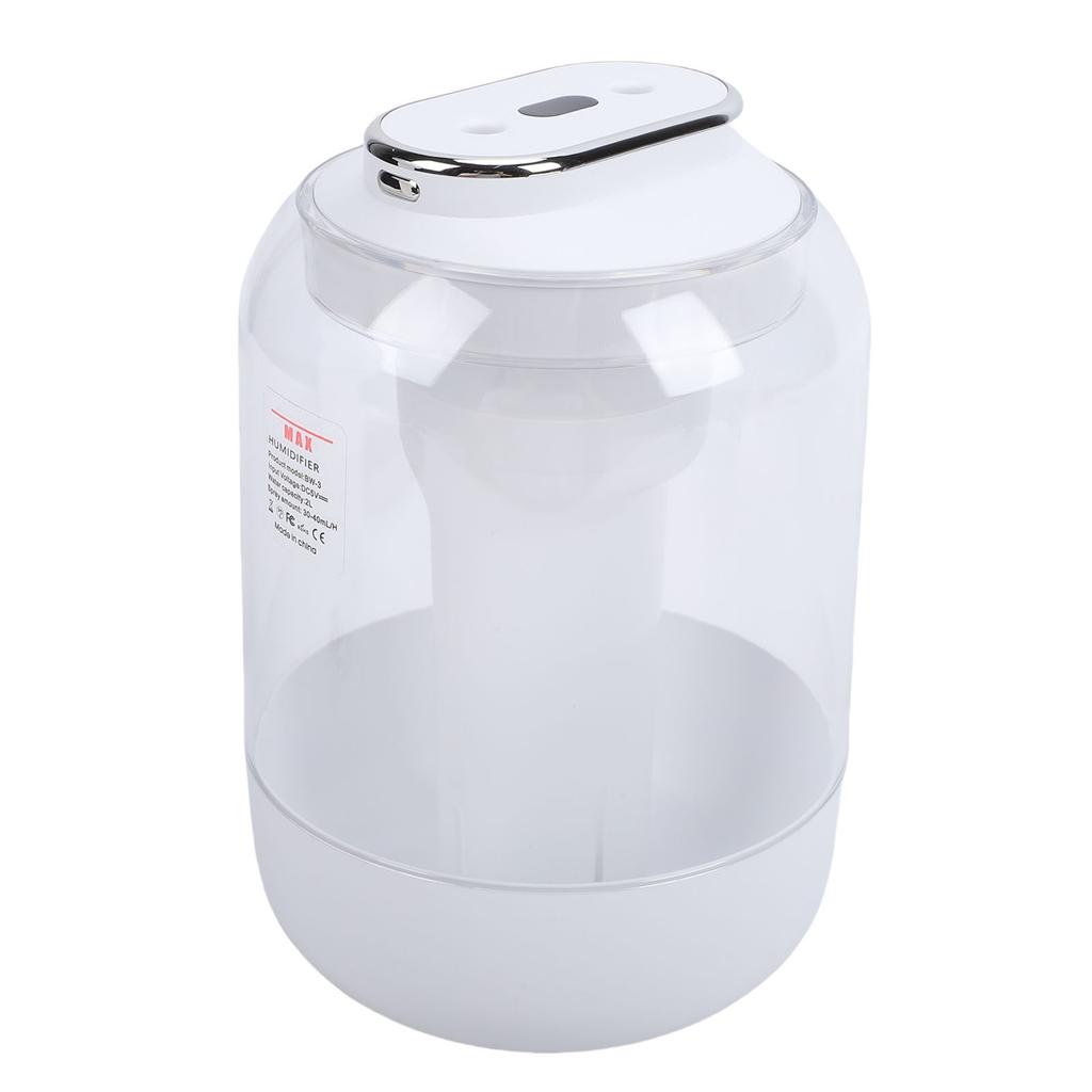 Dual Spray Humidifier 2L USB Rechargeable Digital Display Desktop Cool Mist Humidifier with Night Light for