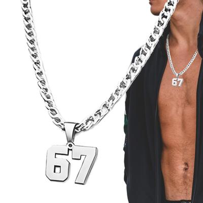 67 Necklace for Women Stainless Steel Unisex Funny Home Decor 67 Holiday Ornament for Fall Garden Daily Indoor Thanksgiving