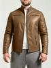 European and American men's stand-up collar PU leather jacket slim jacket jacket fashion business motorcycle style leather jacket