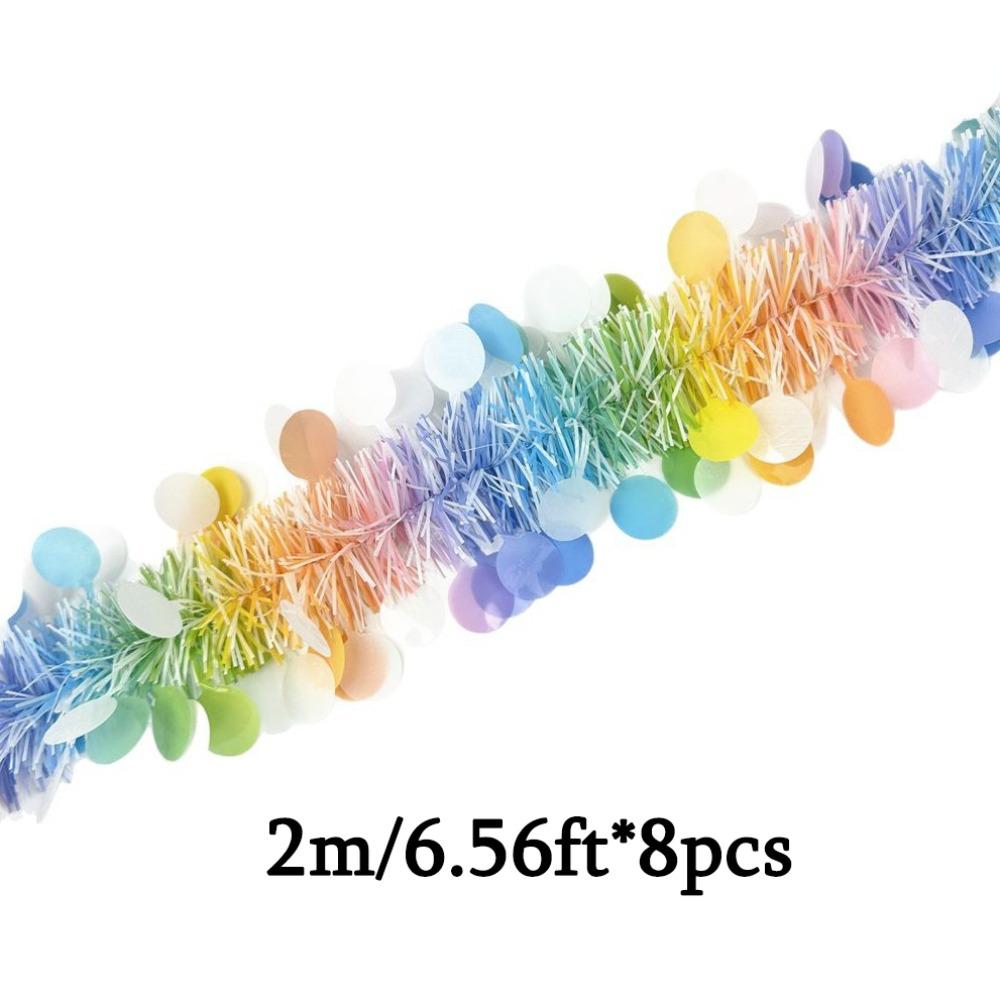 8 шт. Пасхальные гирлянды Пастельные весенние мишурные гирлянды Украшения Баннер на окно Праздничные вечеринки Принадлежности Цветные пасхальные гирлянды Металлические ленты Подвесные 8pcs
